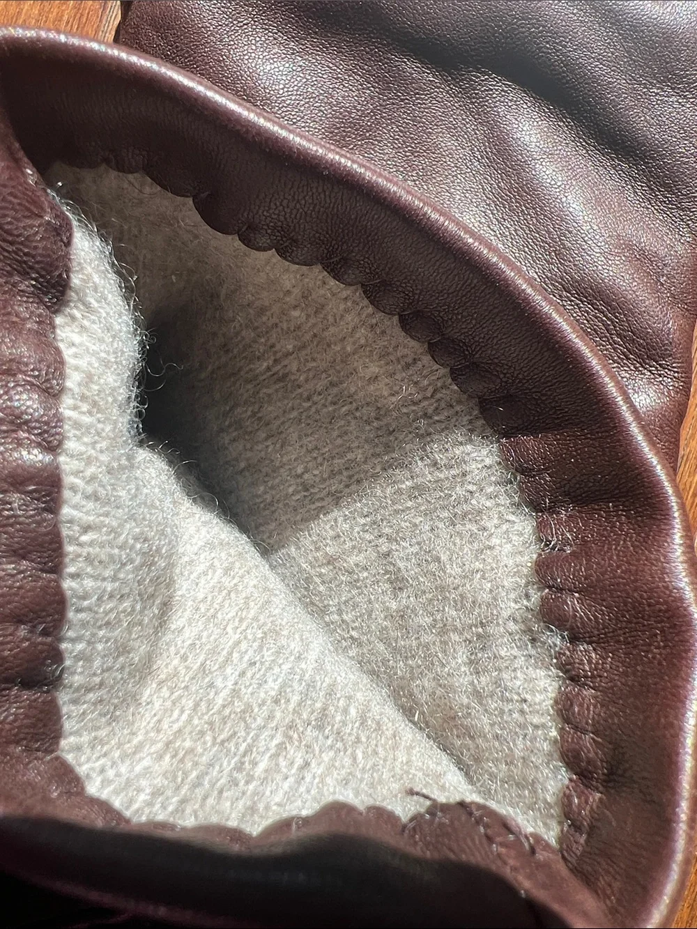 Vintage Talbots Brown Leather Gloves with Cashmere Lining